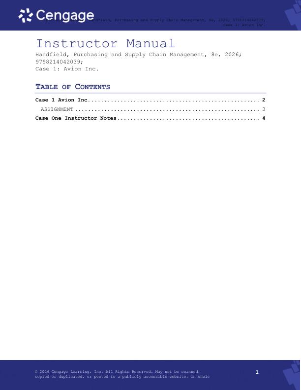 All Cases For Purchasing and Supply Chain Management 8th Edition By Robert B. Handfield, Larry C. Giunipero, Robert M. Monczka, James L. Patterson