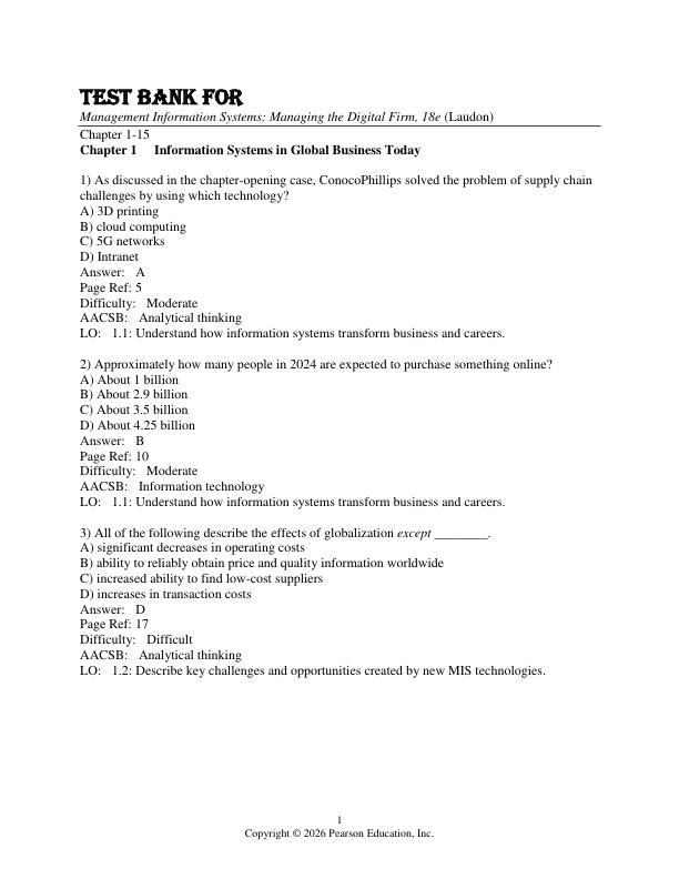 mobile-preview-Test Bank For Management Information SystemsManaging the Digital Firm, 18th edition Kenneth C. Laudon Jane P. Laudon Carol Guercio Traver