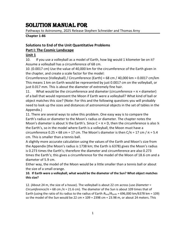 mobile-preview-Solution Manual For Pathways to Astronomy, 2025 Release Stephen Schneider and Thomas Arny Chapter 1-86