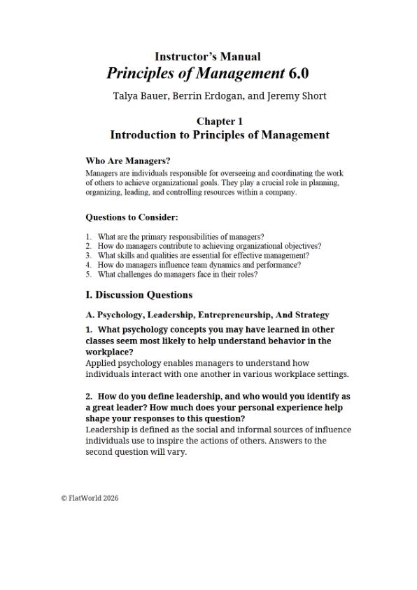 mobile-preview-Solution Manual For Principles of Management Version 6.0 By Talya Bauer, Berrin Erdogan, and Jeremy Short Chapter 1-14
