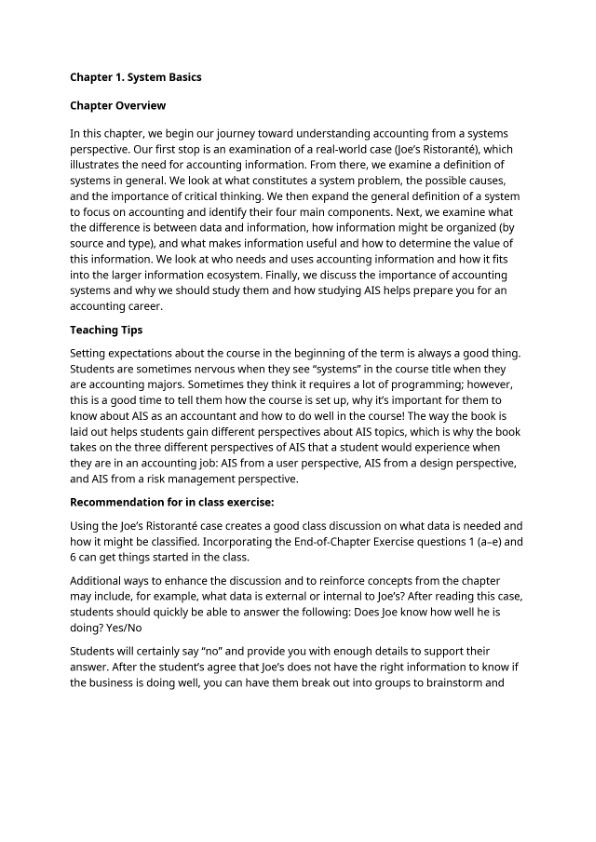 Solution Manual For Accounting Information Systems Thinking, Development, and Evaluation Version 2.0 By Robyn L. Raschke and John A. Schatzel Chapter 1-15