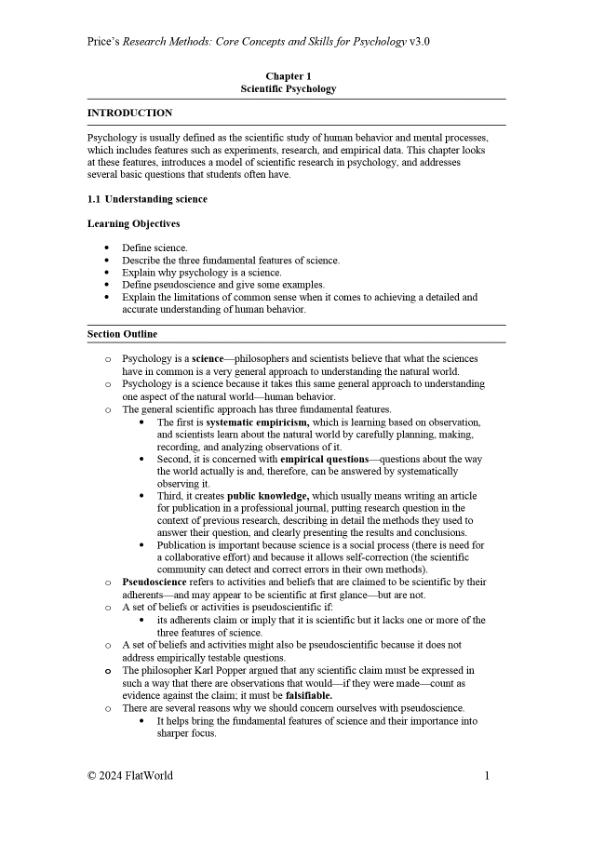 Solution Manual For Research Methods Core Concepts and Skills for Psychology Version 3.0 By Paul C. Price Chapter 1-14
