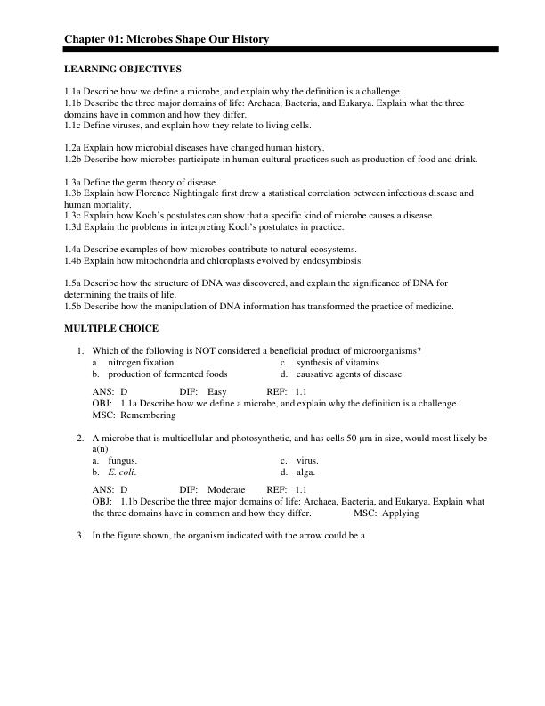 Test Bank For Microbiology The Human Experience Second Edition  John W. Foster Zarrintaj Aliabadi Joan L. Slonczewski