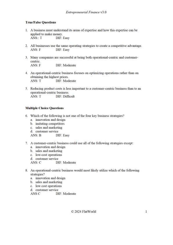 Test Bank For Entrepreneurial Finance Version 3.0 By William S. Hettinger and John Dolan-Heitlinger