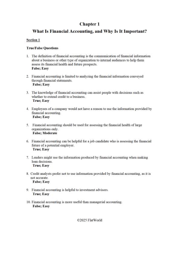 Test Bank For Financial Accounting Version 4.0 By Joe Ben Hoyle, Leah Kratz, and C. J. Skender Chapter 1-16