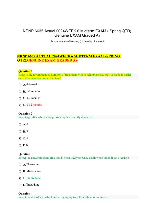 NRNP 6635 Psychopathology And Diagnostic Reasoning