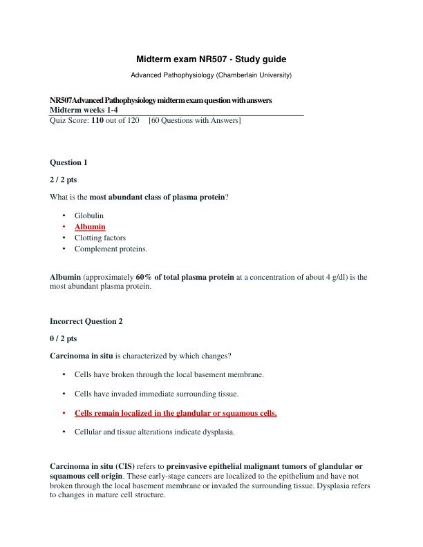 Midterm Study Guide for NR507 Advanced Pathophysiology