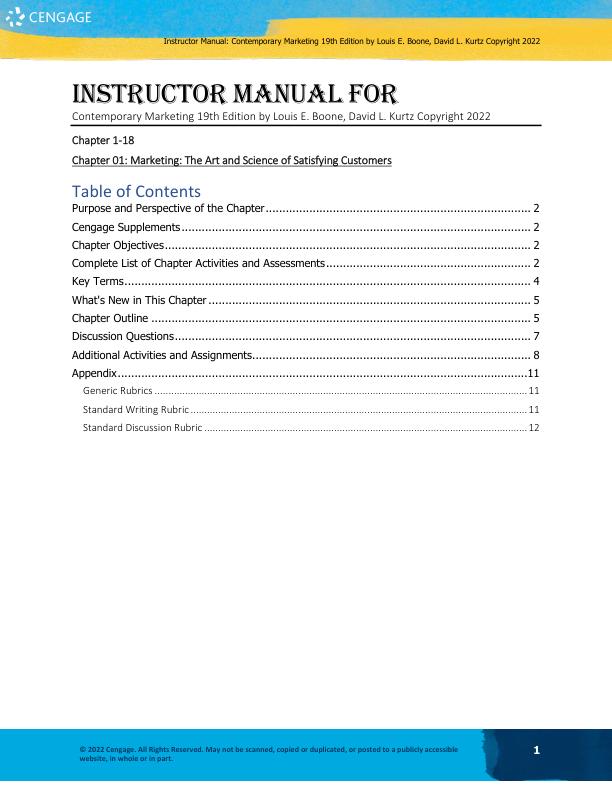 Solution Manual For Contemporary Marketing 19th Edition by Louis E. Boone, David L. Kurtz Copyright 2022