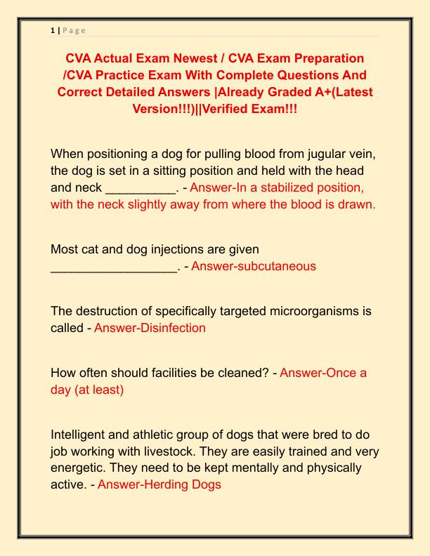 CVA Actual Exam Newest