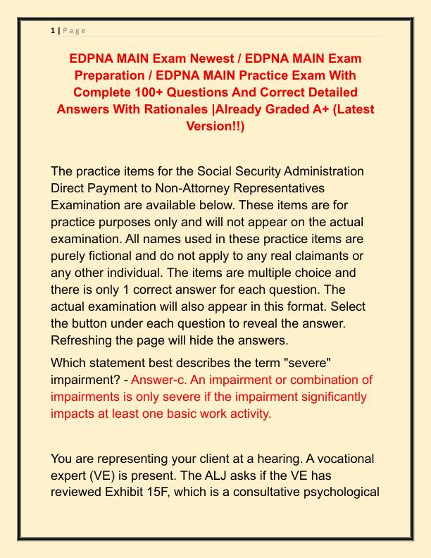 EDPNA MAIN Exam Newest