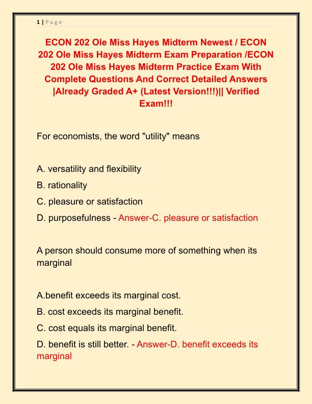ECON 202 Ole Miss Hayes Midterm Newest