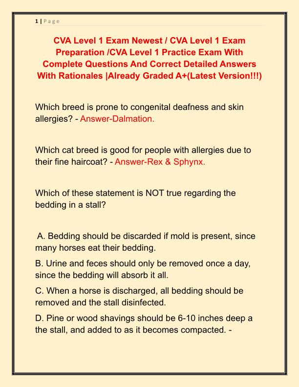 CVA Level 1 Exam Newest