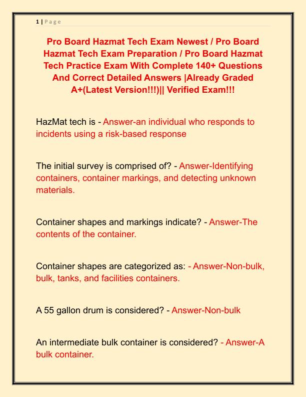 Pro Board Hazmat Tech Exam Newest