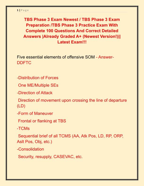 TBS Phase 3 Exam Newest