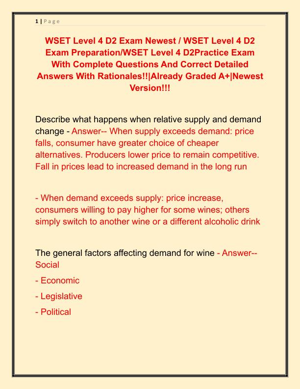 WSET Level 4 D2 Exam Newest