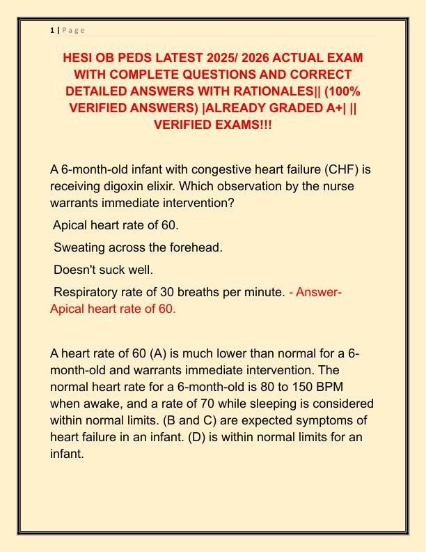 HESI OB PEDS LATEST 2025
