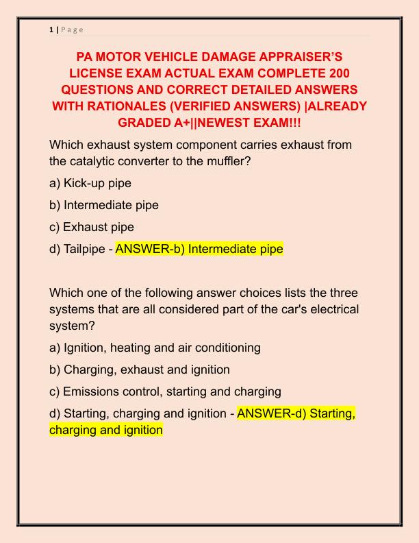 2025 PA MOTOR VEHICLE DAMAGE APPRAISER