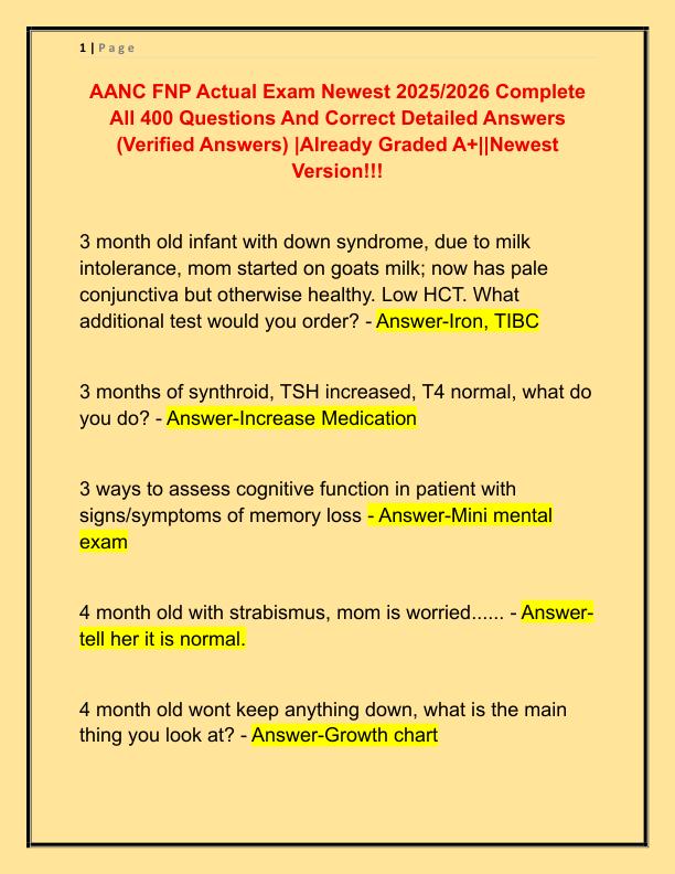 AANC FNP Actual Exam Newest 2025