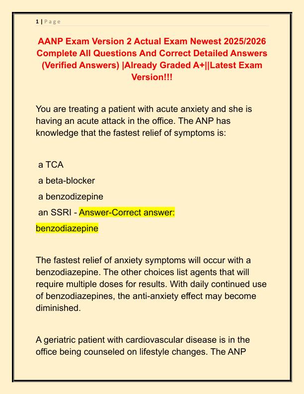 AANP Exam Version 2 Actual Exam Newest 2025