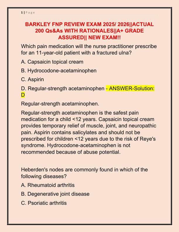 2025 BARKLEY FNP REVIEW EXAM 2025
