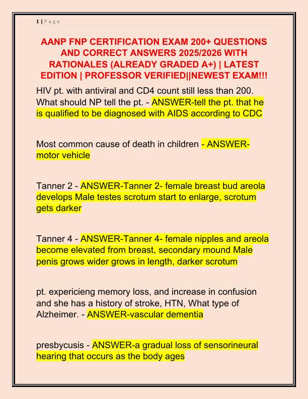 2025 AANP FNP CERTIFICATION EXAM 200
