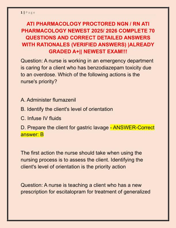 2025 ATI PHARMACOLOGY PROCTORED NGN