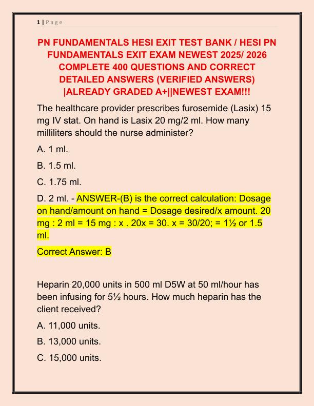2025 PN FUNDAMENTALS HESI EXIT TEST BANK