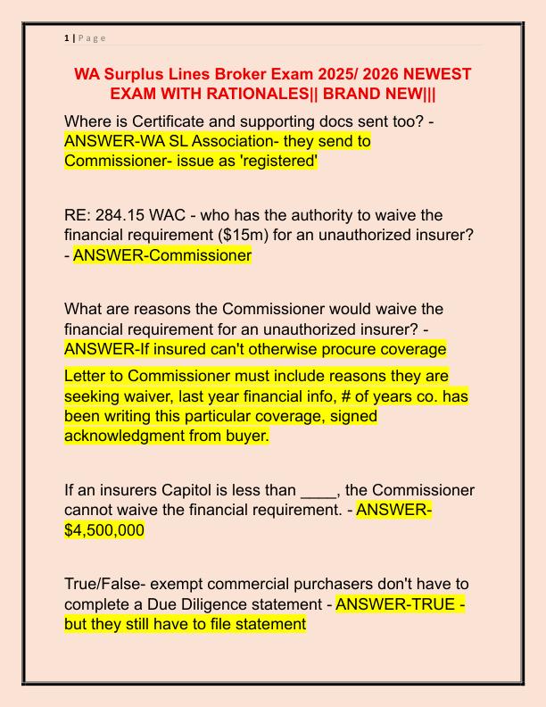 A Surplus Lines Broker Exam 2025