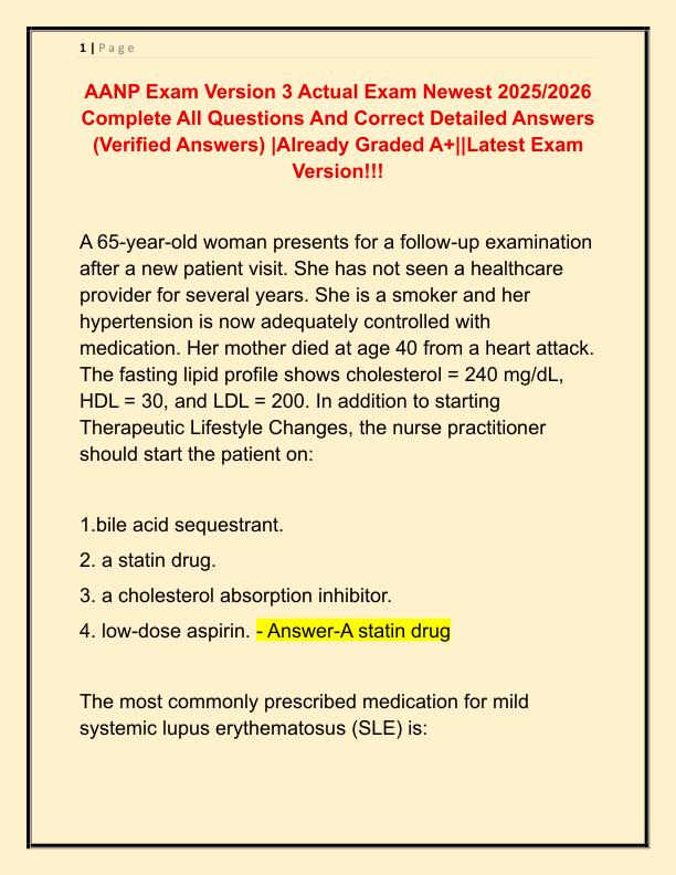 AANP Exam Version 3 Actual Exam Newest 2025