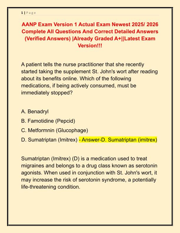 AANP Exam Version 1 Actual Exam Newest 2025