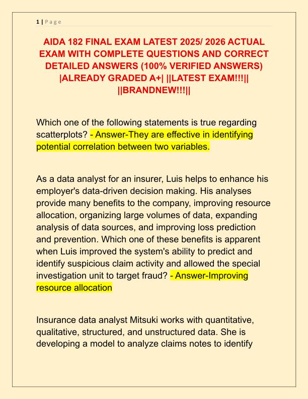 AIDA 182 FINAL EXAM LATEST 2025