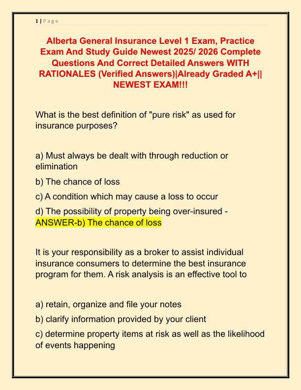 Alberta General Insurance Level 1 Exam