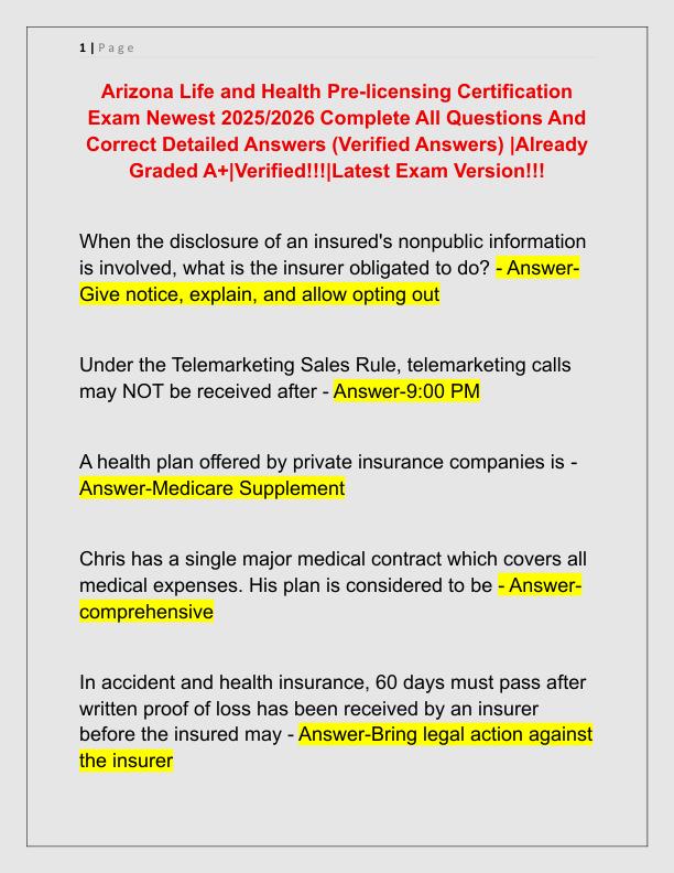 Arizona Life and Health Pre