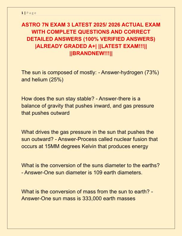 ASTRO 7N EXAM 3 LATEST 2025