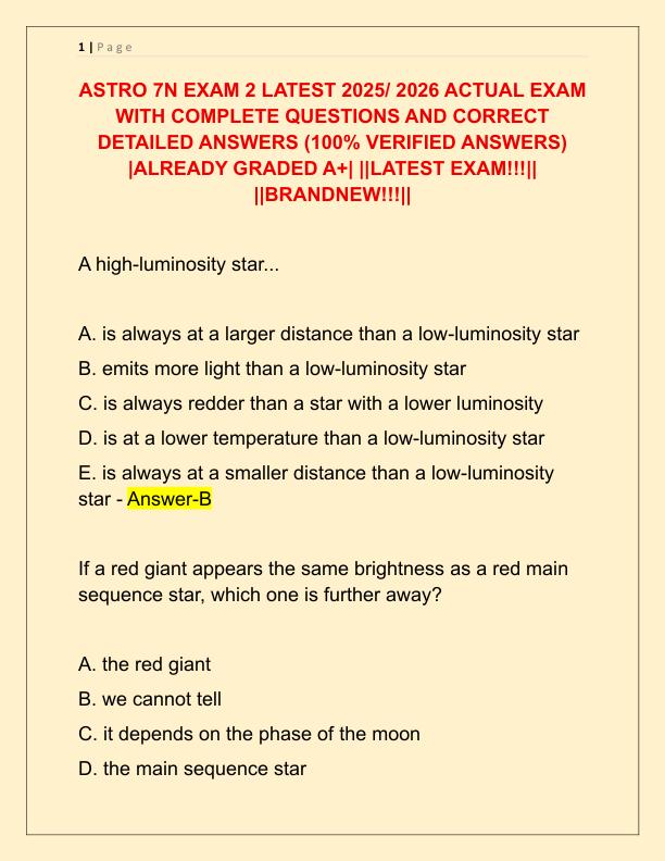 ASTRO 7N EXAM 2 LATEST 2025