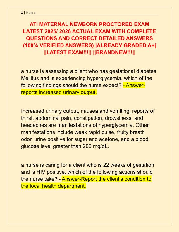 ATI MATERNAL NEWBORN PROCTORED EXAM LATEST 2025