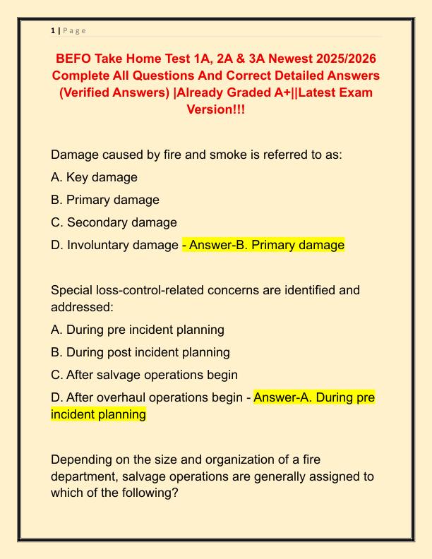 BEFO Take Home Test 1A