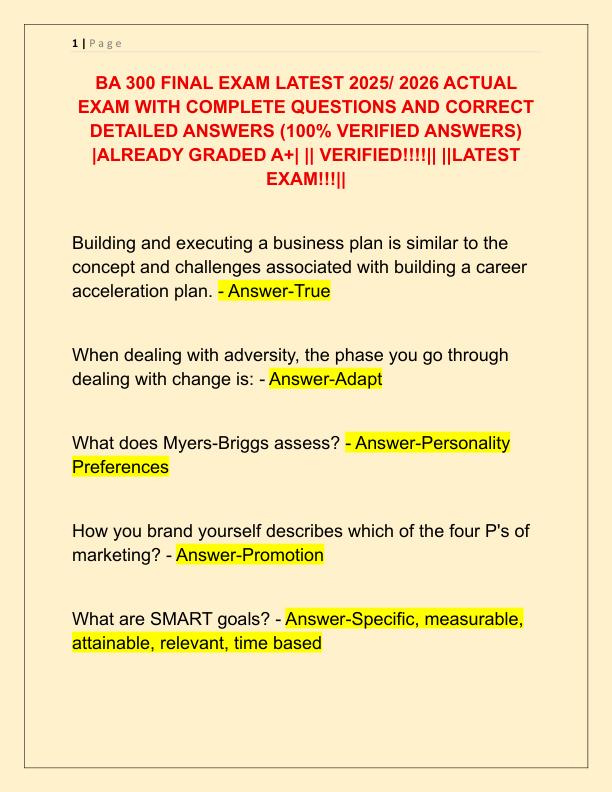 BA 300 FINAL EXAM LATEST 2025