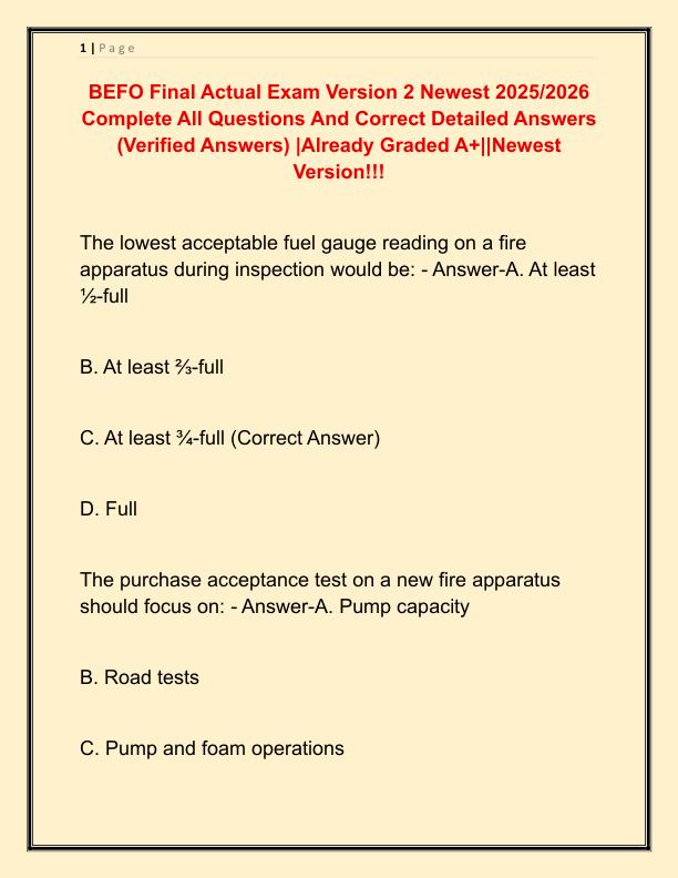 BEFO Final Actual Exam Version 2 Newest 2025