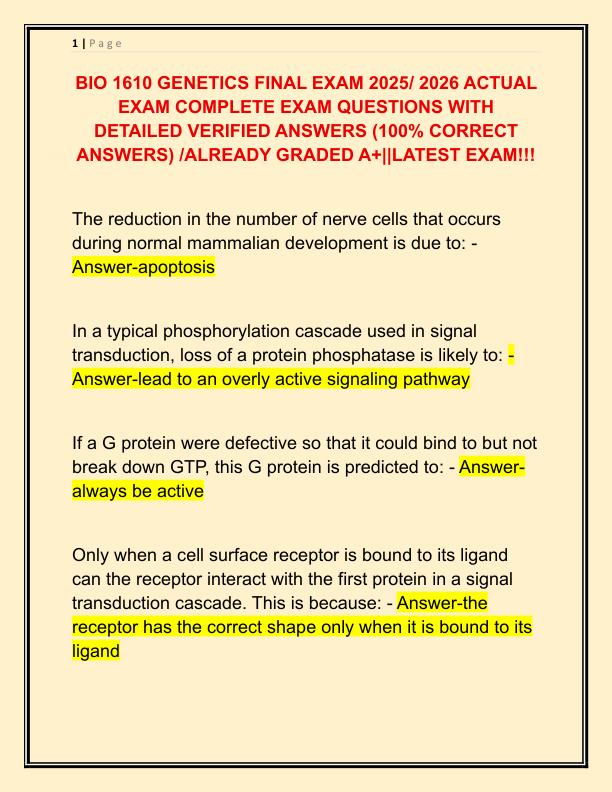 BIO 1610 GENETICS FINAL EXAM 2025