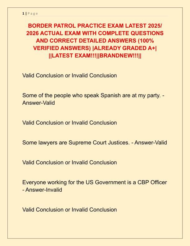 BORDER PATROL PRACTICE EXAM LATEST 2025