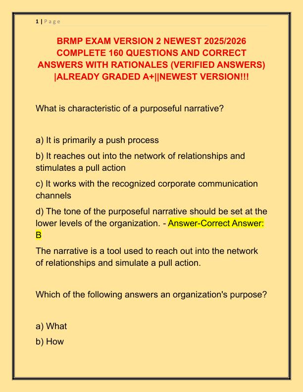 BRMP EXAM VERSION 2 NEWEST 2025