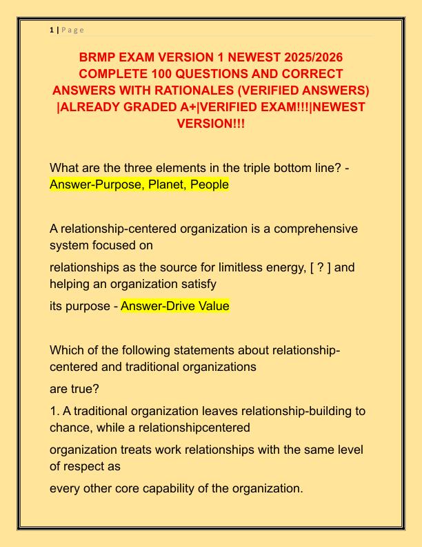 BRMP EXAM VERSION 1 NEWEST 2025