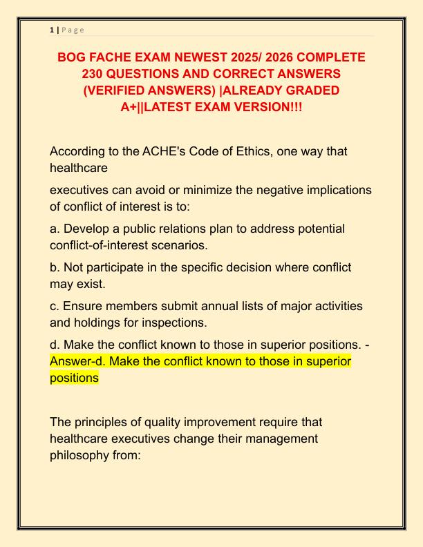 BOG FACHE EXAM NEWEST 2025