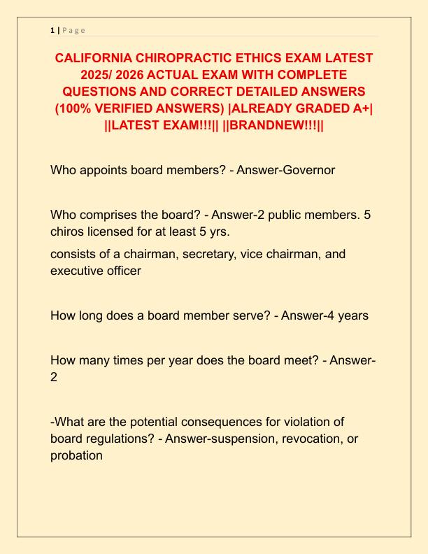 CALIFORNIA CHIROPRACTIC ETHICS EXAM LATEST 2025