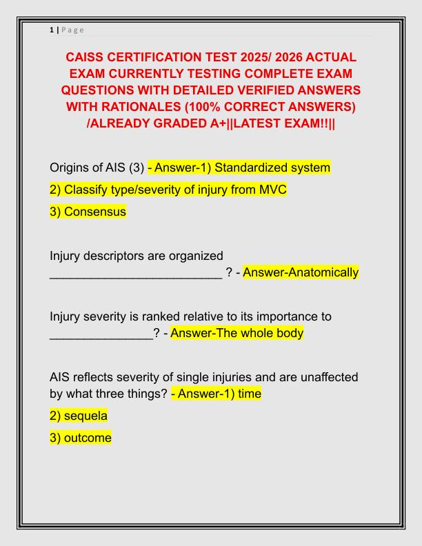 CAISS CERTIFICATION TEST 2025