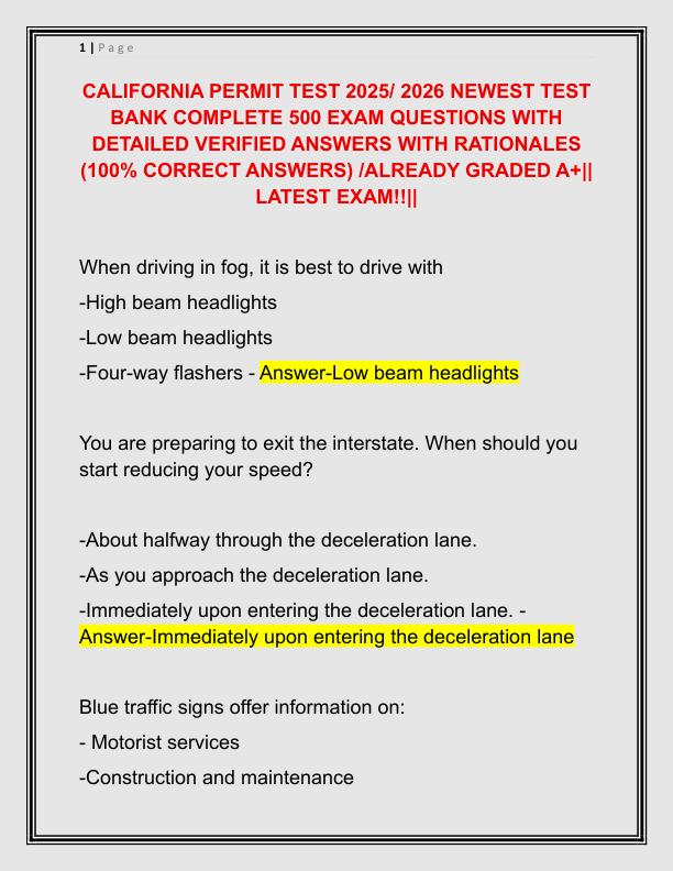 CALIFORNIA PERMIT TEST 2025