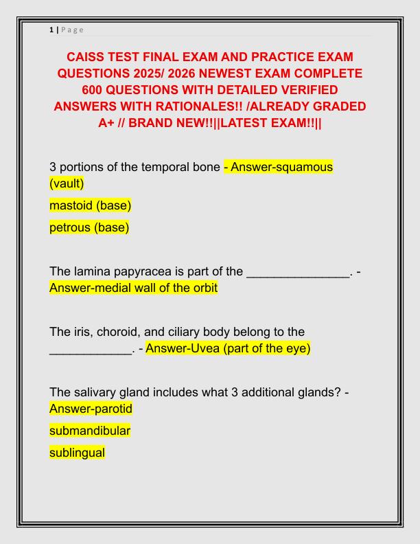 CAISS TEST FINAL EXAM AND PRACTICE EXAM QUESTIONS 2025