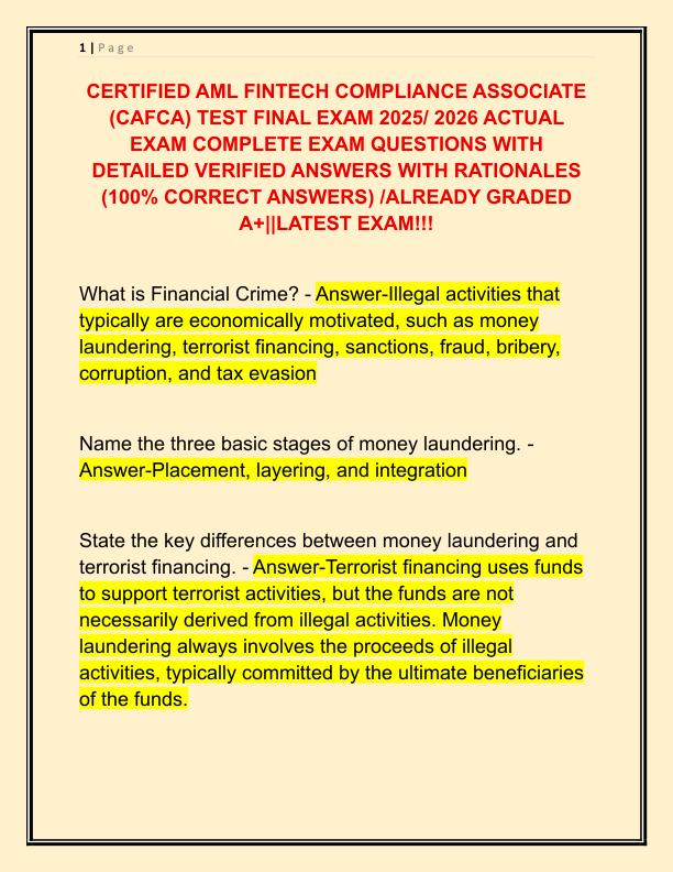 CERTIFIED AML FINTECH COMPLIANCE ASSOCIATE