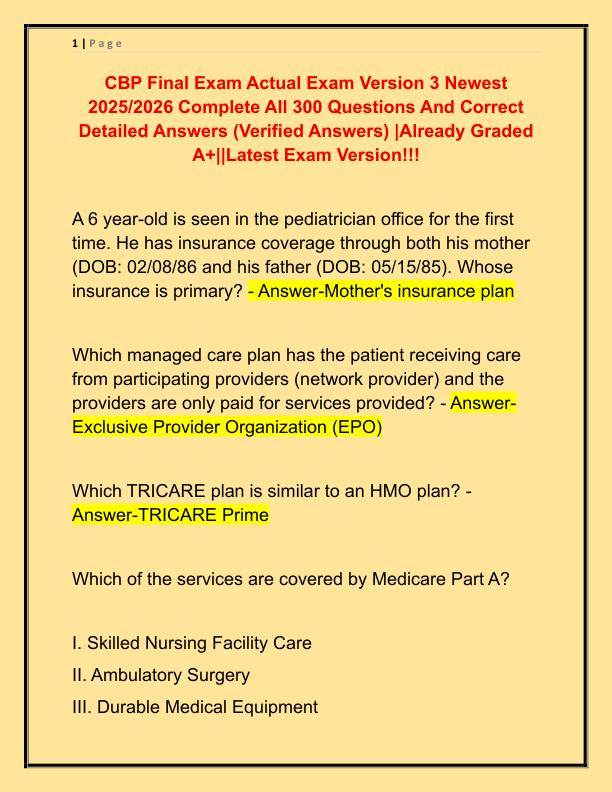 CBP Final Exam Actual Exam Version 3 Newest 2025